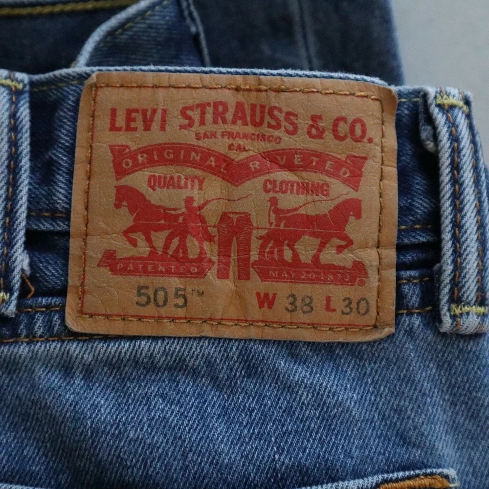 Levi's 505 Jeans Mens‎ 38x30 Regular Fit 5-Pocket Cotton Denim Blue
